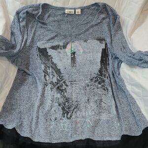 Cato Heathered Blue Long Sleeve Top